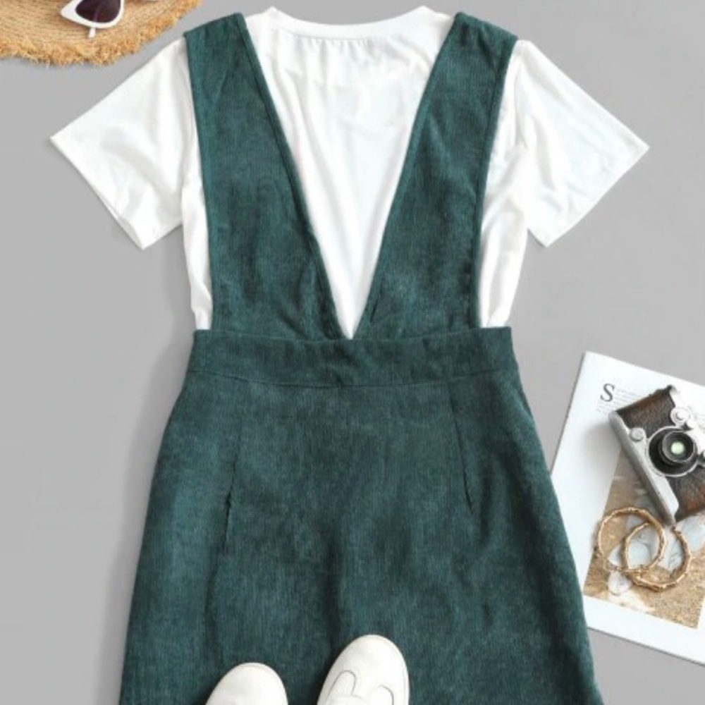 Zaful Dual Pockets Corduroy Casual Overall Dress